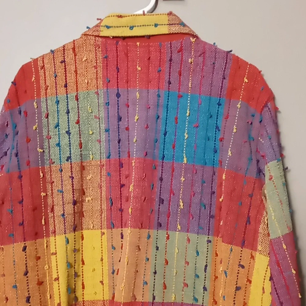 Multicolor Patchwork Button-Front Jacket - Picture 9 of 9